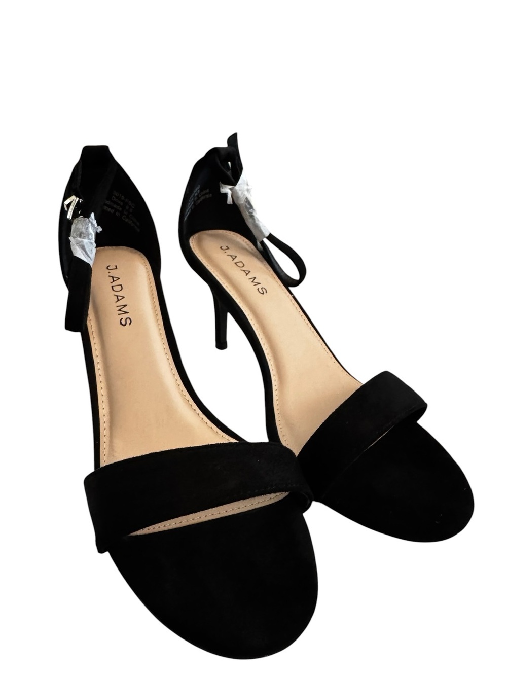 J. Adams Dove Black Suede Ankle Strap Stiletto Heels Sz 9.5 - new with box